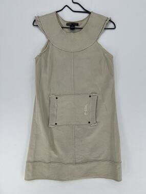 Hale Bob 100% Cotton Tunic Dress Casual Beige Sleeveless Pocket Coastal Medium